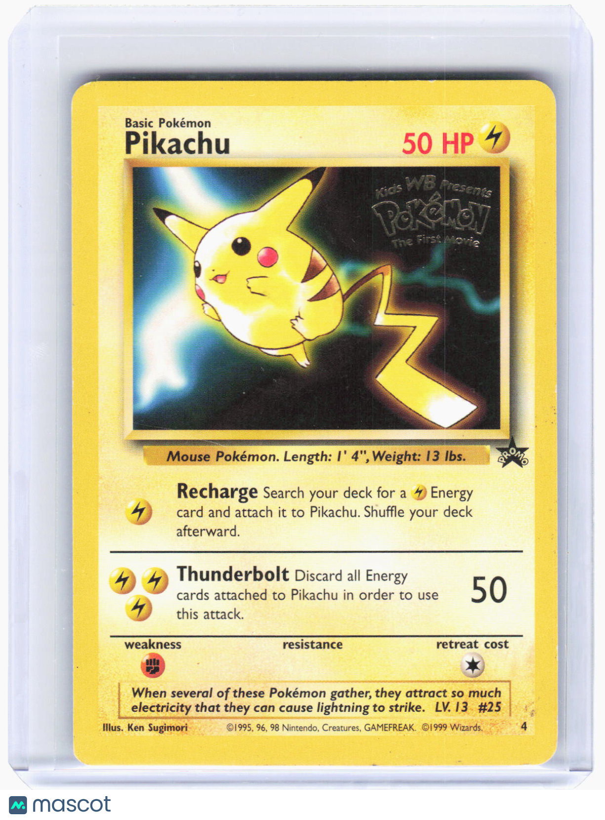 1999 Pokemon—Pikachu (Movie Promo) #4 WoTC Promo—Black Star Promo Non-Foil (DMG)