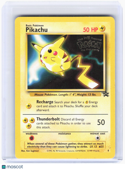 1999 Pokemon—Pikachu (Movie Promo) #4 WoTC Promo—Black Star Promo Non-Foil (DMG)