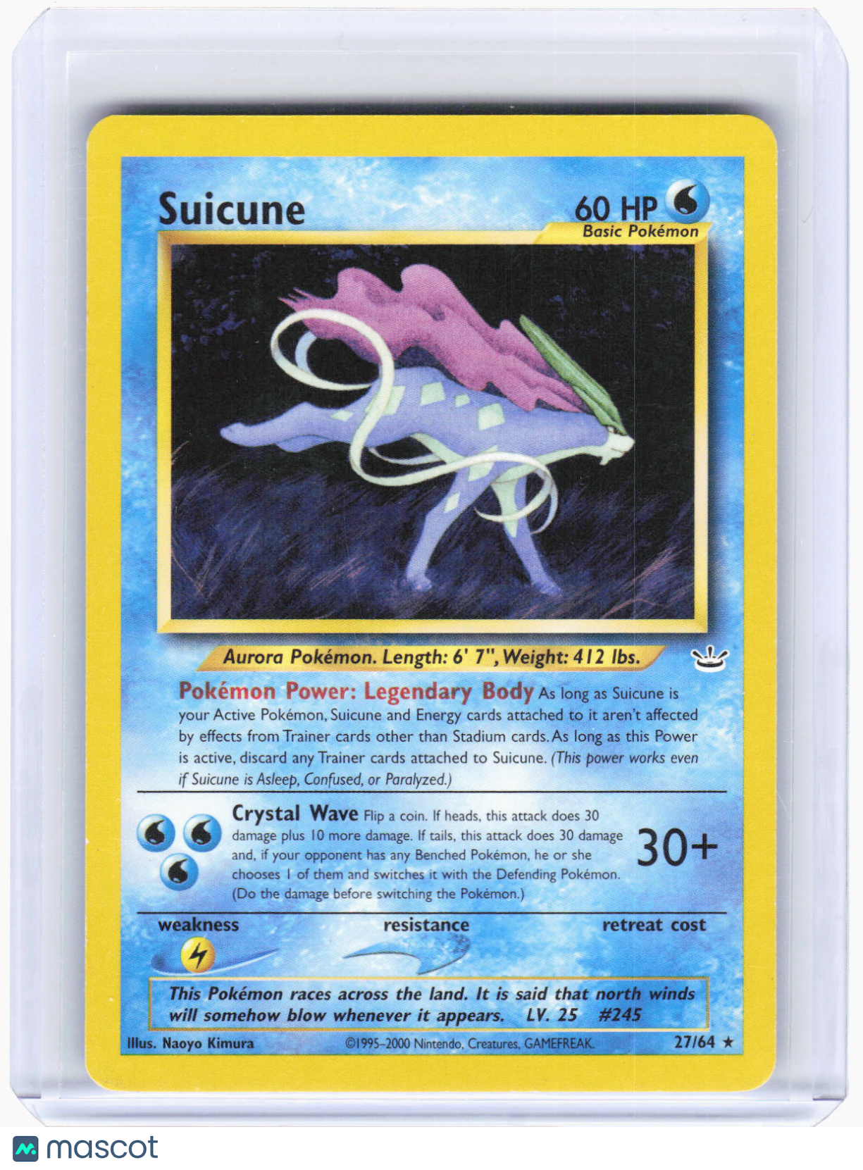 2001 Pokemon—Suicune #27/64 Neo Revelation—Rare Non-Foil (Moderately Played)