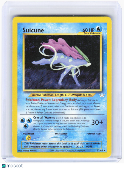 2001 Pokemon—Suicune #27/64 Neo Revelation—Rare Non-Foil (Moderately Played)