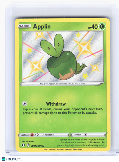 2021 Pokemon—Applin #SV012 Shining Fates: Shiny Vault—Shiny Holo Rare Holo