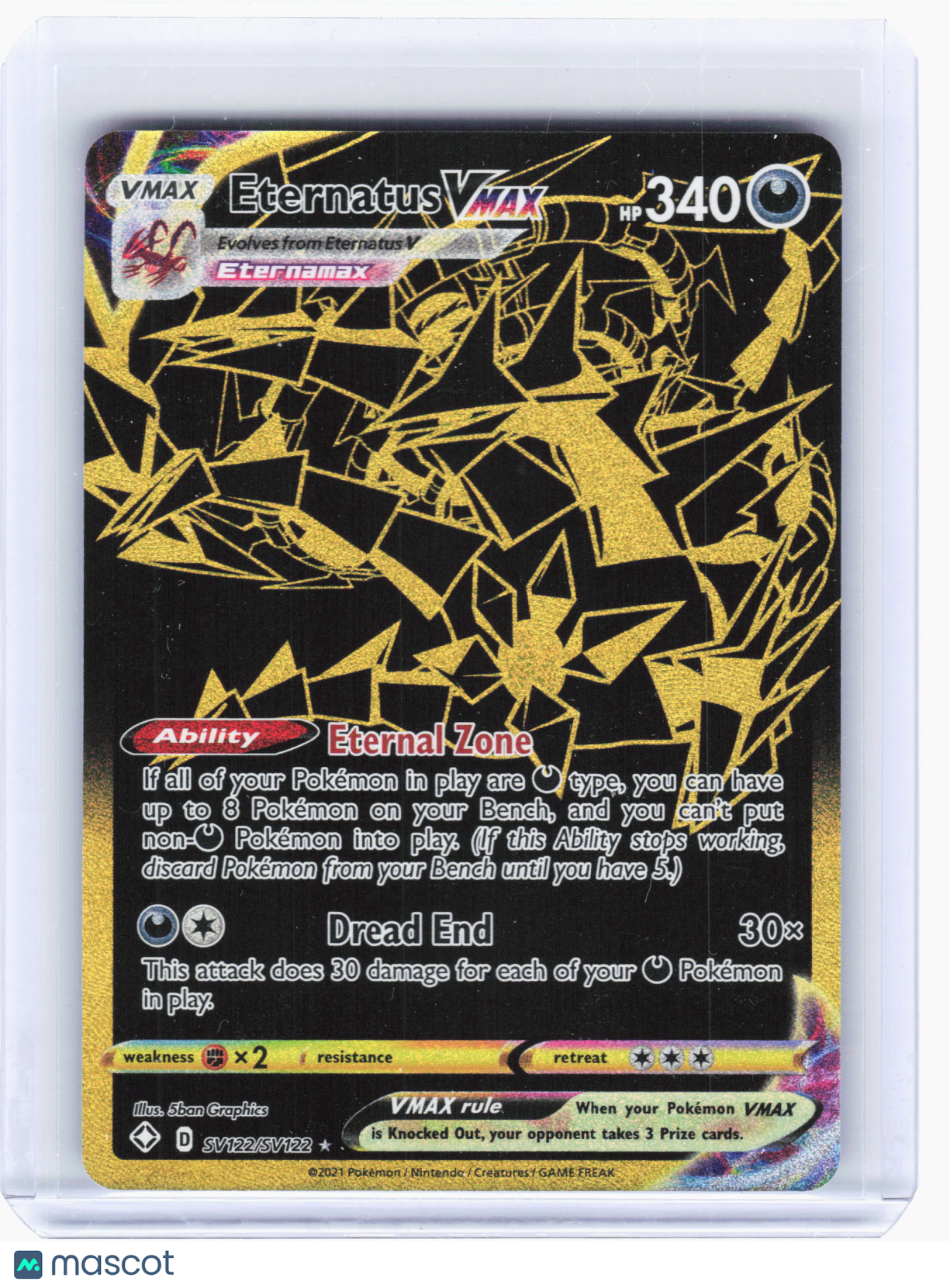 2021 Pokemon—Eternatus VMAX #SV122 Shining Fates: Shiny Vault—Shiny Holo Rare
