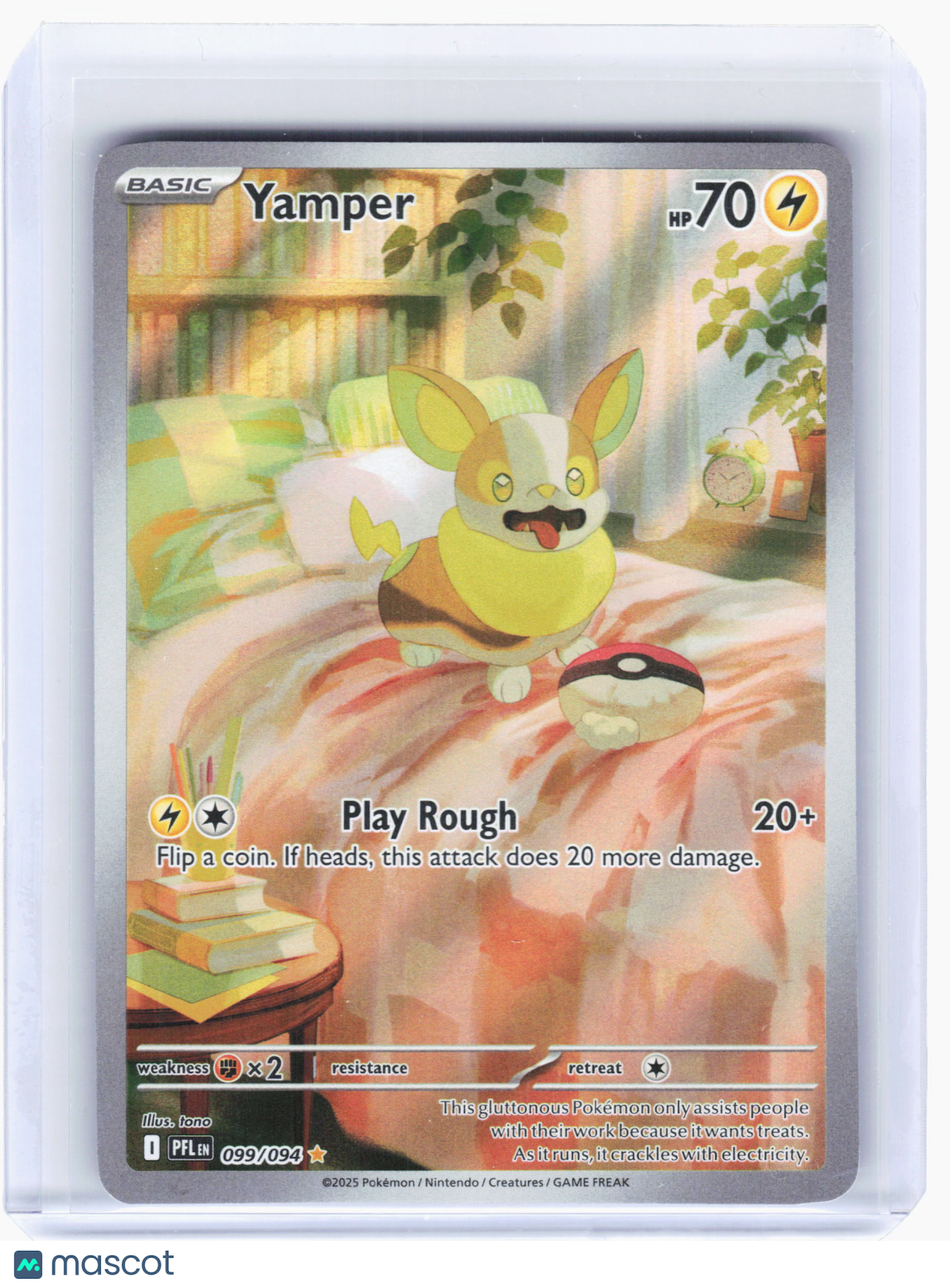 2025 Pokemon—Yamper #99 Phantasmal Flame—Illustration Rare Holo