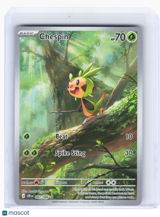 2026 Pokemon—Chespin #87 Chaos Rising—Illustration Rare Holo