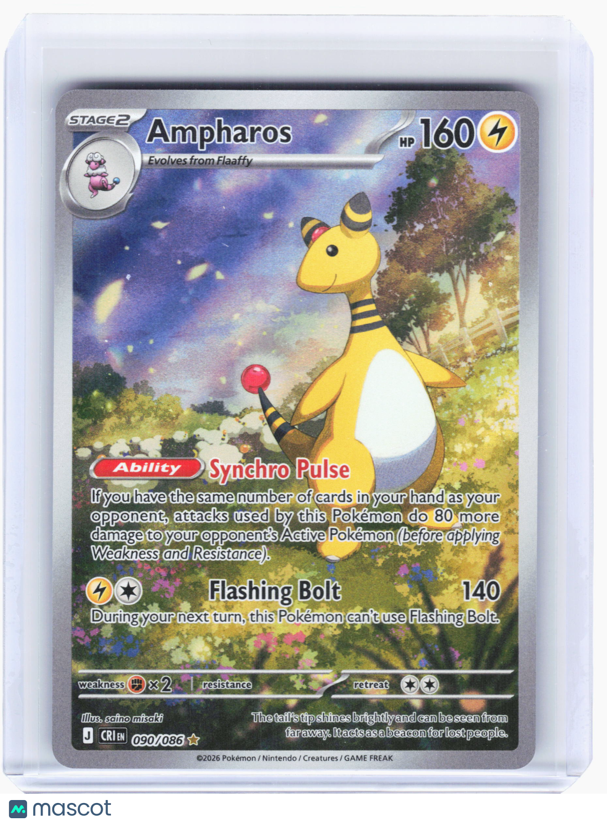 2026 Pokemon—Ampharos #90 Chaos Rising—Illustration Rare Holo