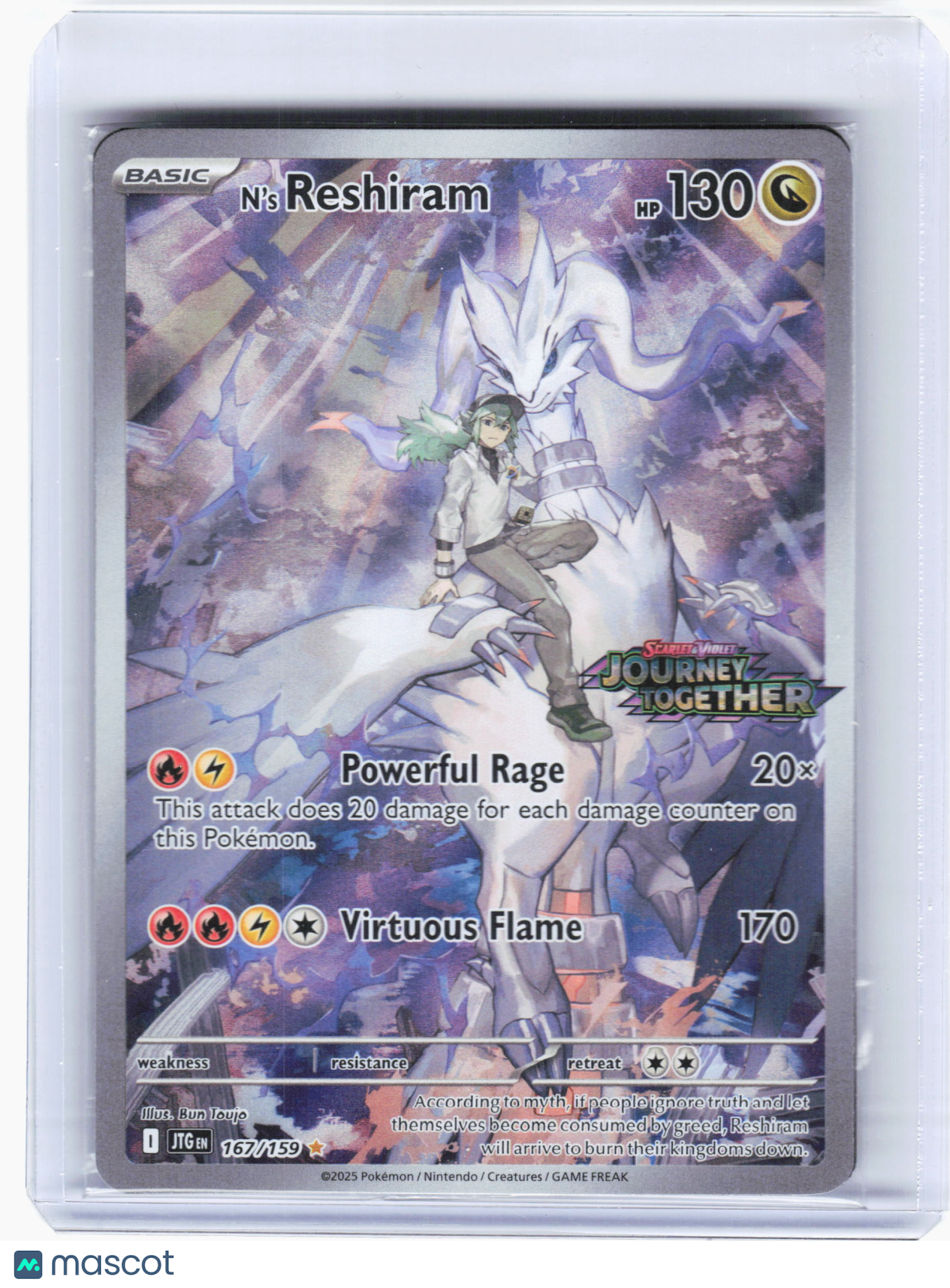 2025 Pokemon—N's Reshiram #167—Illustration Rare Holo (Stamped) [Sealed]