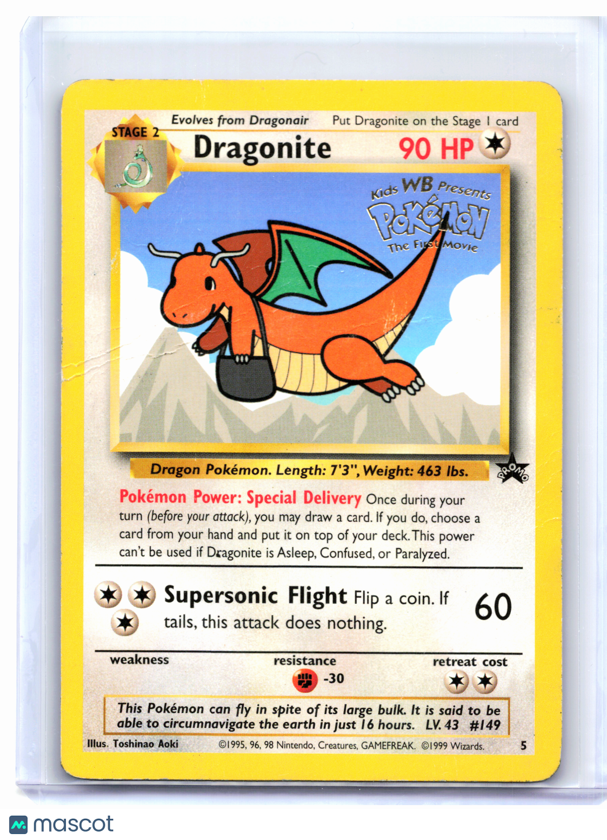 1999 Pokemon—Dragonite (Movie Promo) #5 WoTC Promo—Promo Nonholo [Damaged]