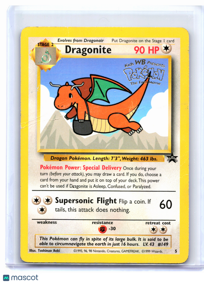 1999 Pokemon—Dragonite (Movie Promo) #5 WoTC Promo—Promo Nonholo [Damaged]