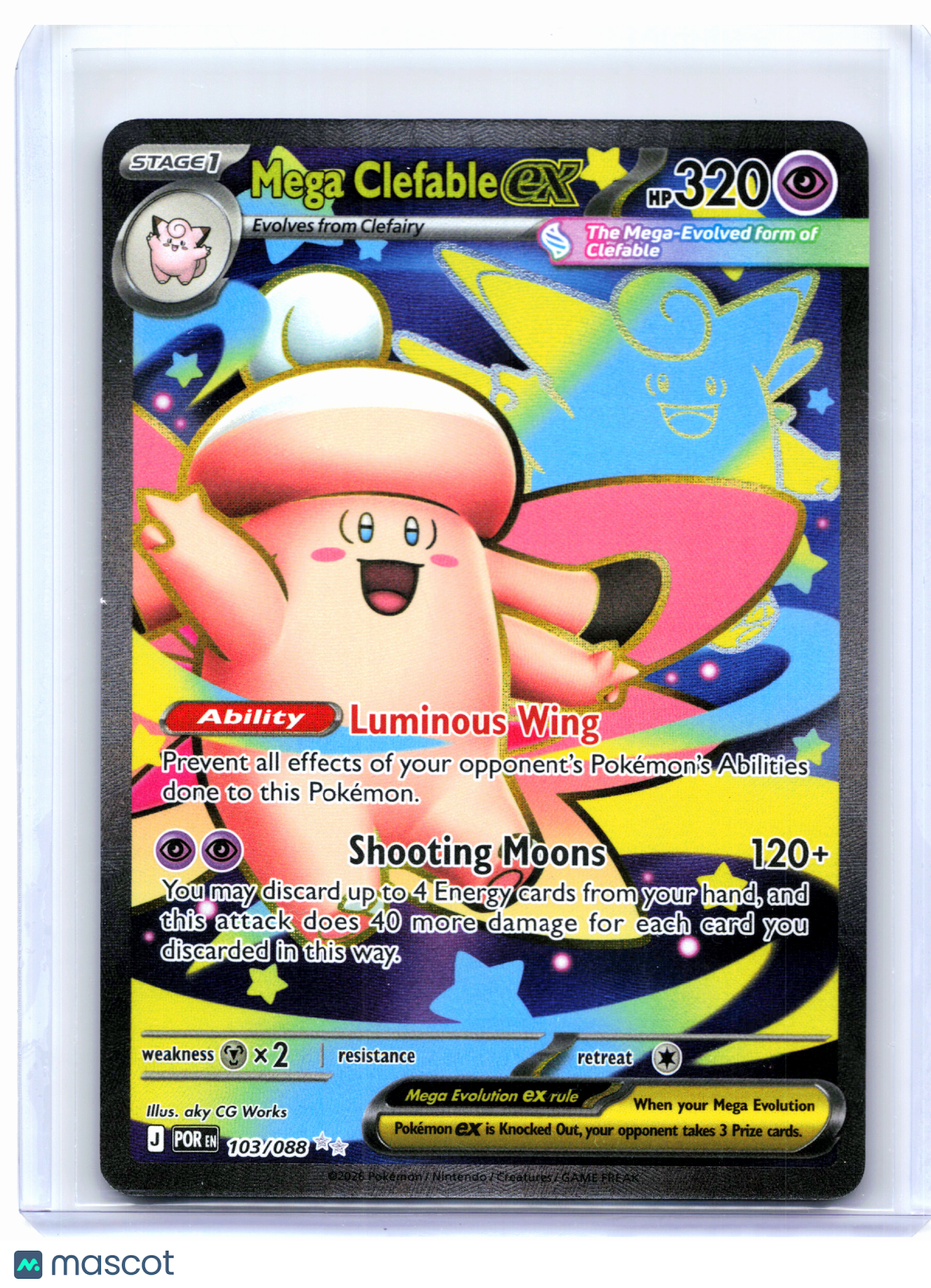 2026 Pokemon—Mega Clefable ex #103/088 Perfect Order—Ultra Rare Holo