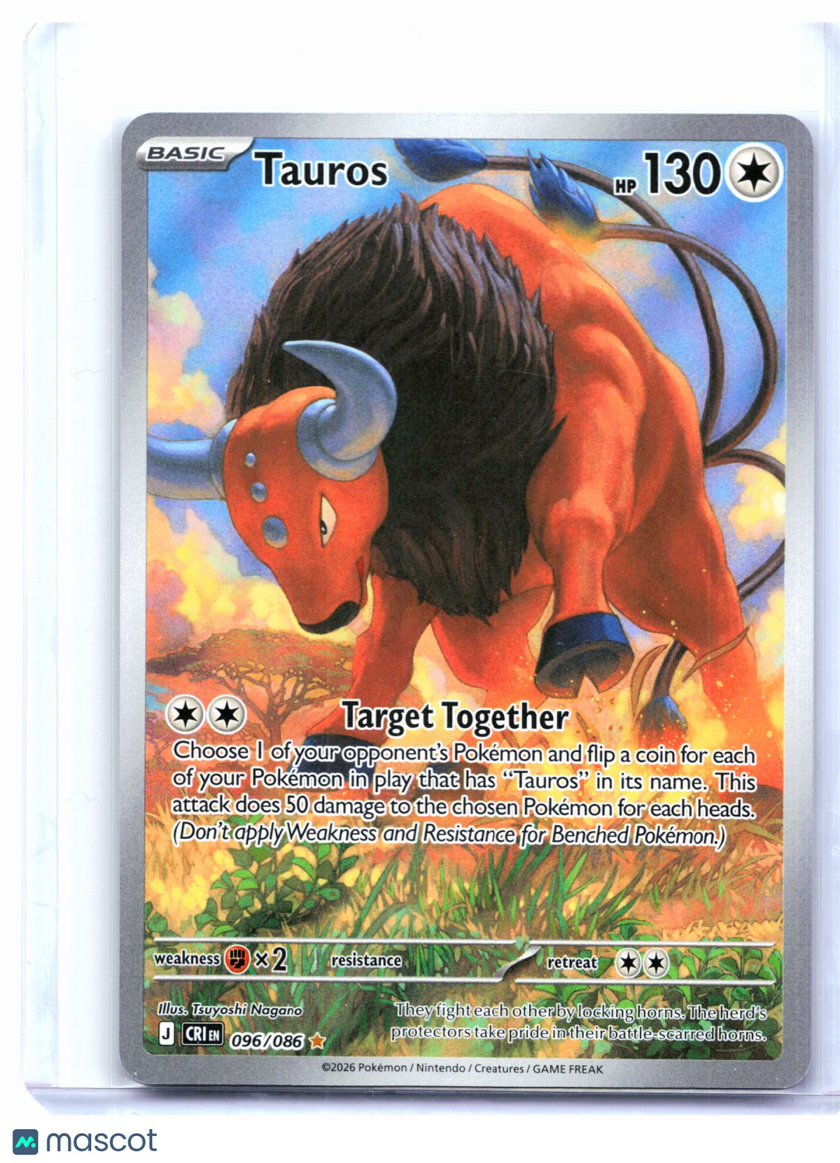 2026 Pokemon—Tauros #096/086 Chaos Rising—Illustration Rare Holo