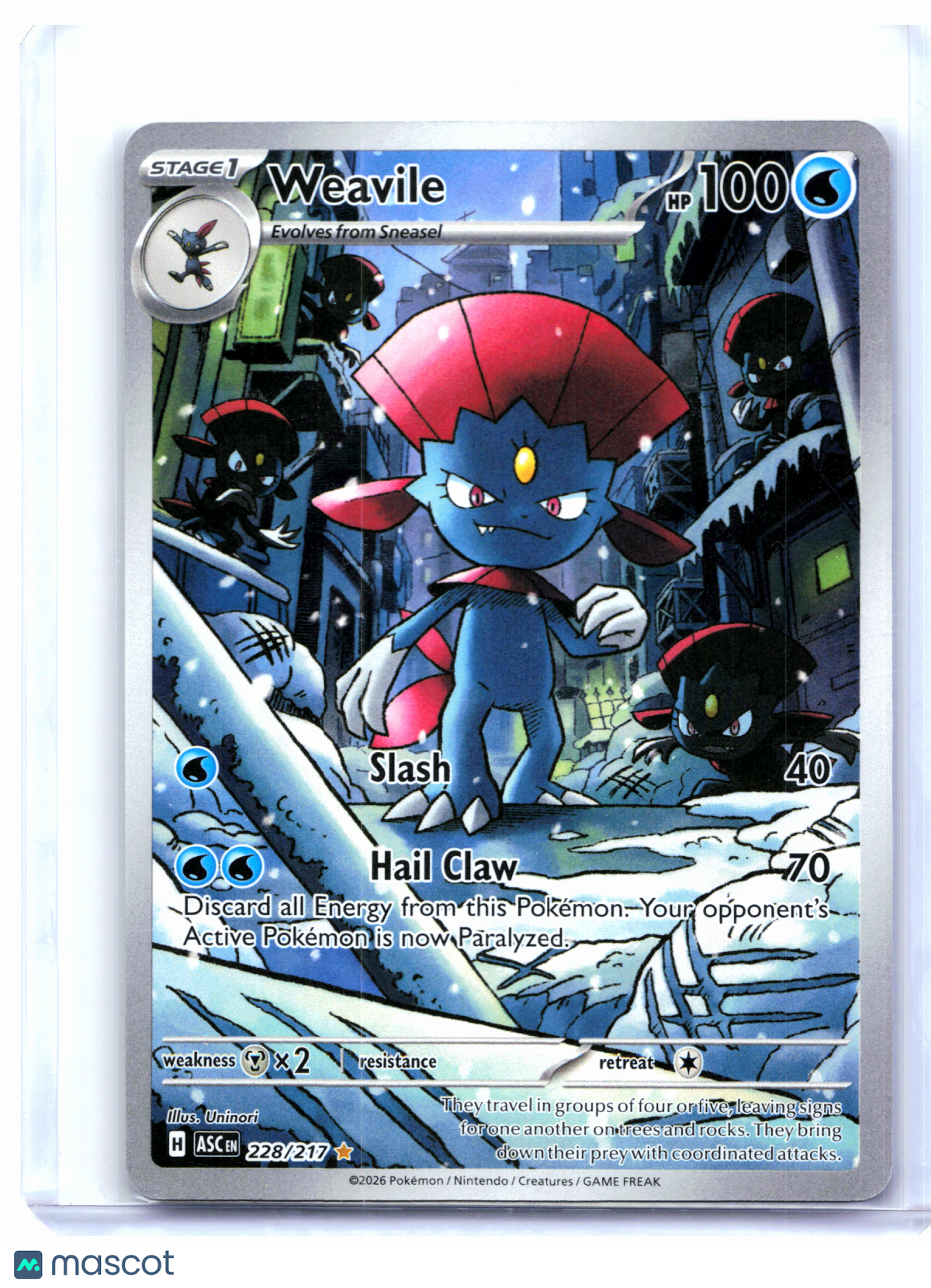 2026 Pokemon—Weavile #228/217 Ascended Heroes—Illustration Rare Holo