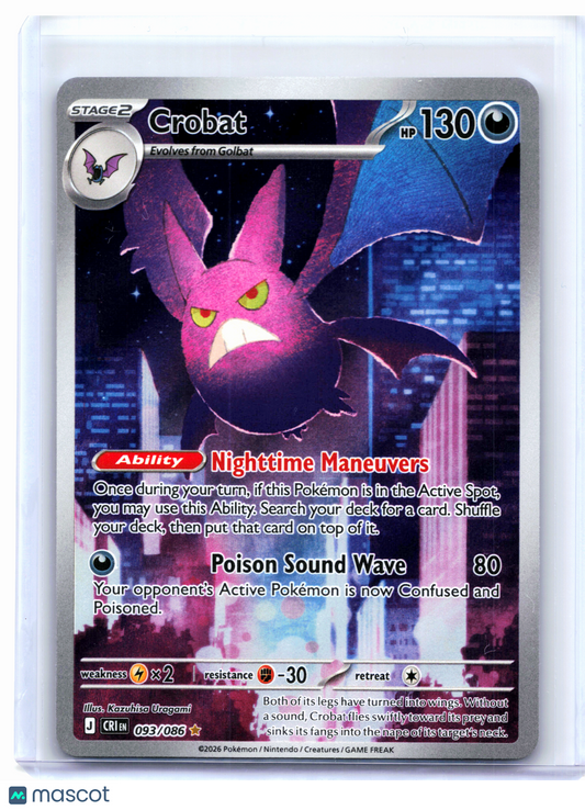 2026 Pokemon—Crobat #093/086 Chaos Rising—Illustration Rare Holo