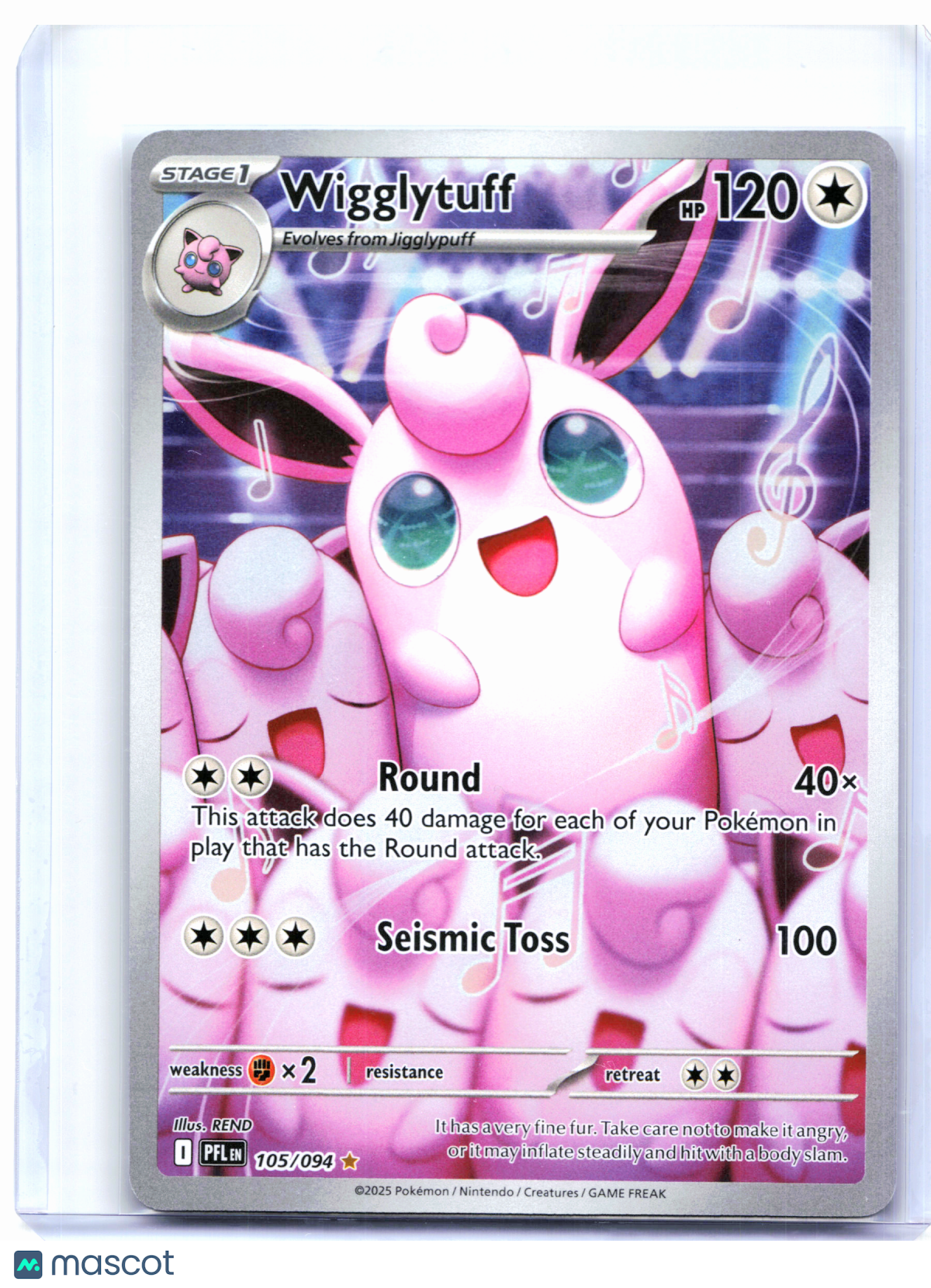 2025 Pokemon—Wigglytuff #105/094 Phantasmal Flames—Illustration Rare Holo