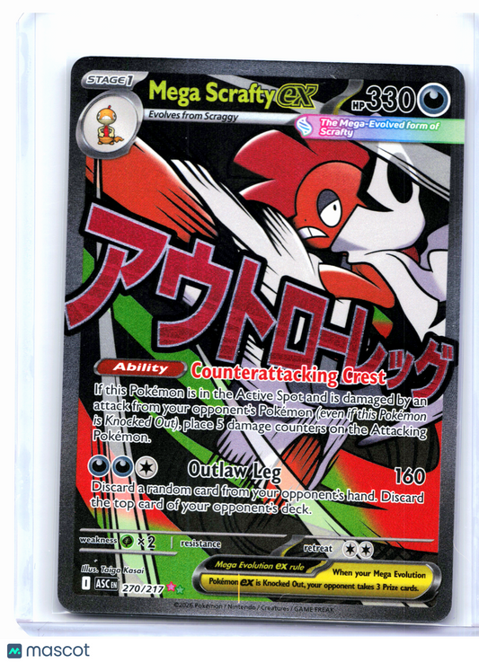 2026 Pokemon—Mega Scrafty ex #270/217 Ascended Heroes—Mega Attack Rare Holo