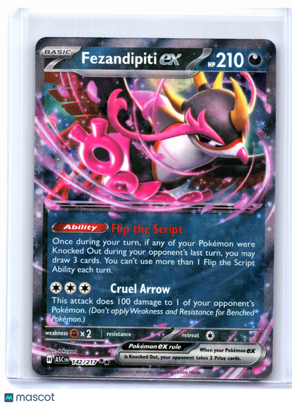 2026 Pokemon—Fezandipiti ex #142/217 Ascended Heroes—Double Rare Holo