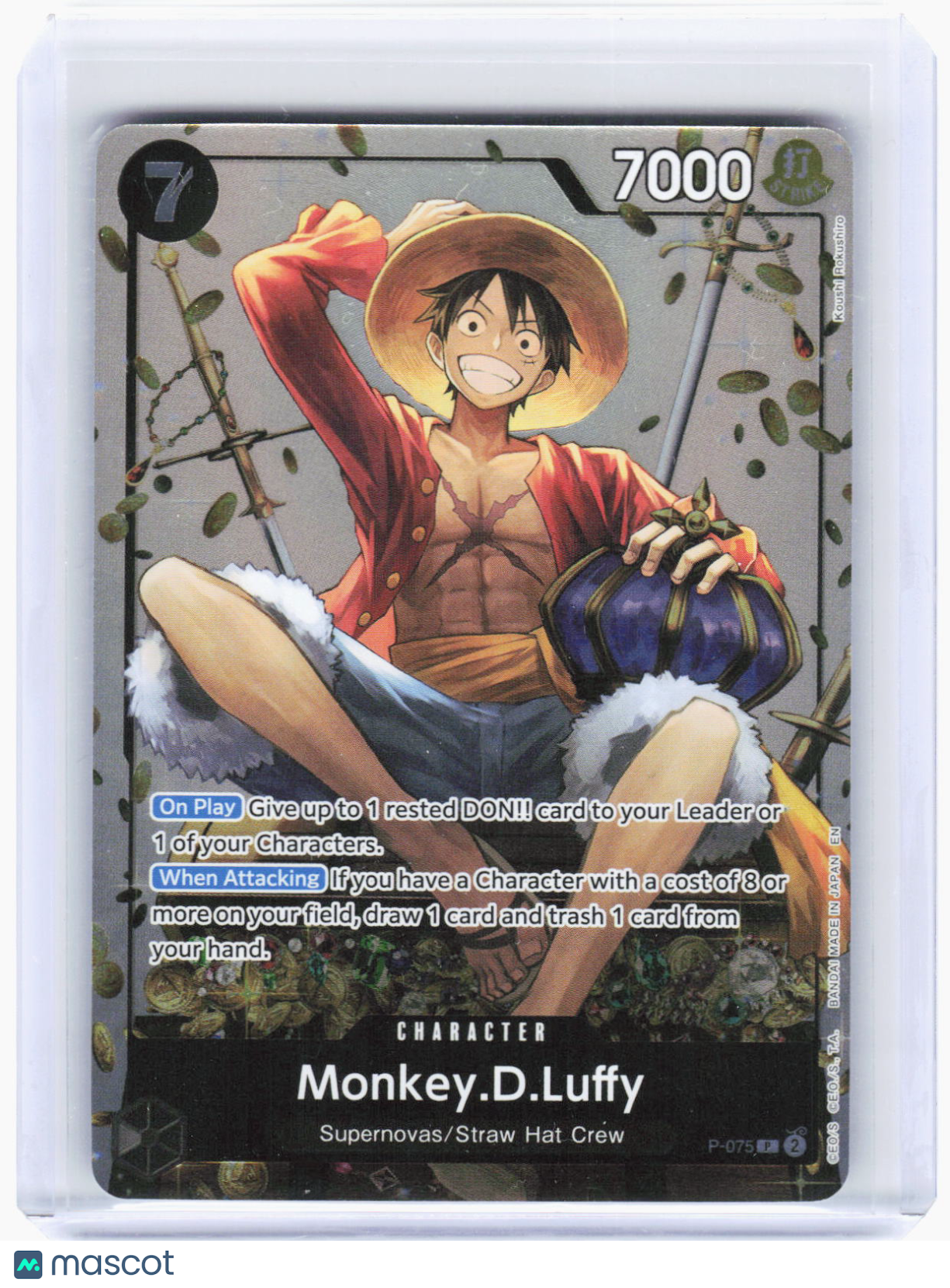 2023 One Piece Card Game—Monkey.D.Luffy (Tin Set Vol. 2) #P-075 (OP-PR)—SR Foil