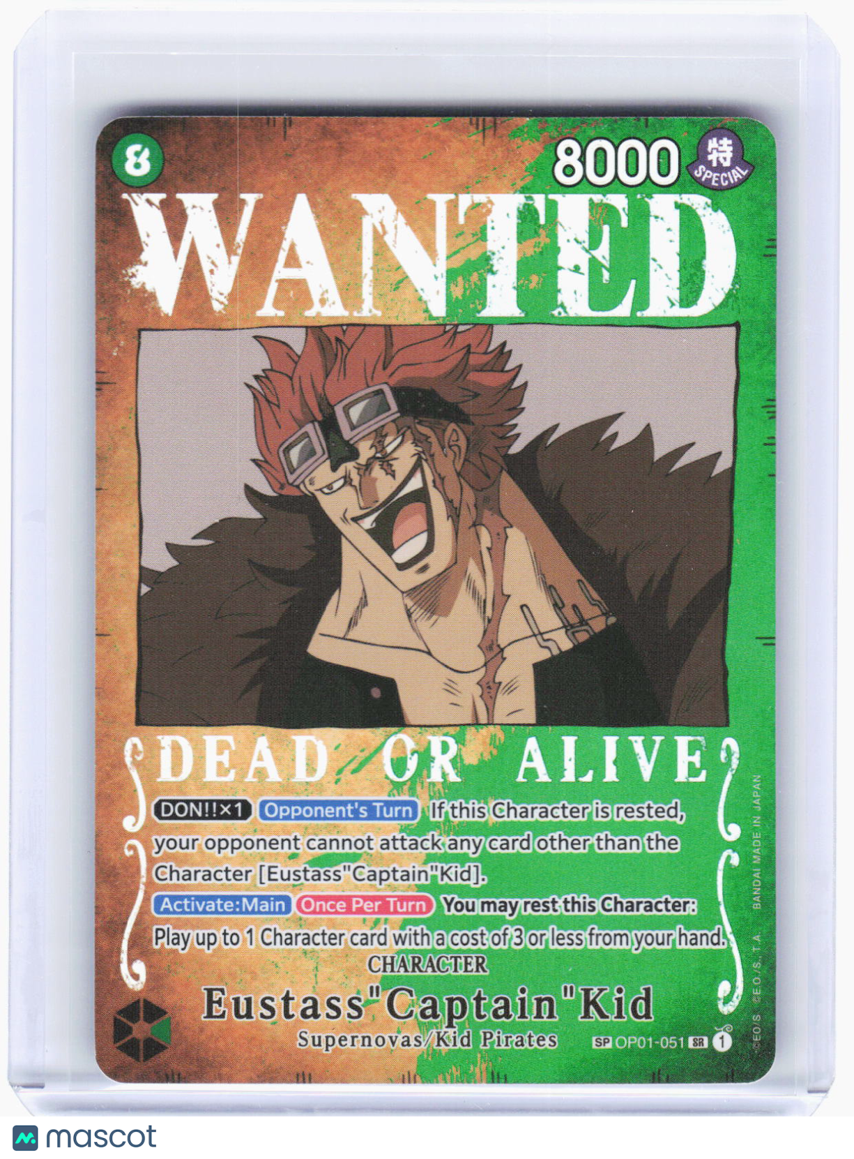 2023 One Piece Card Game—Eustass"Captain"Kid #OP01-051 (OP03)—SR Foil
