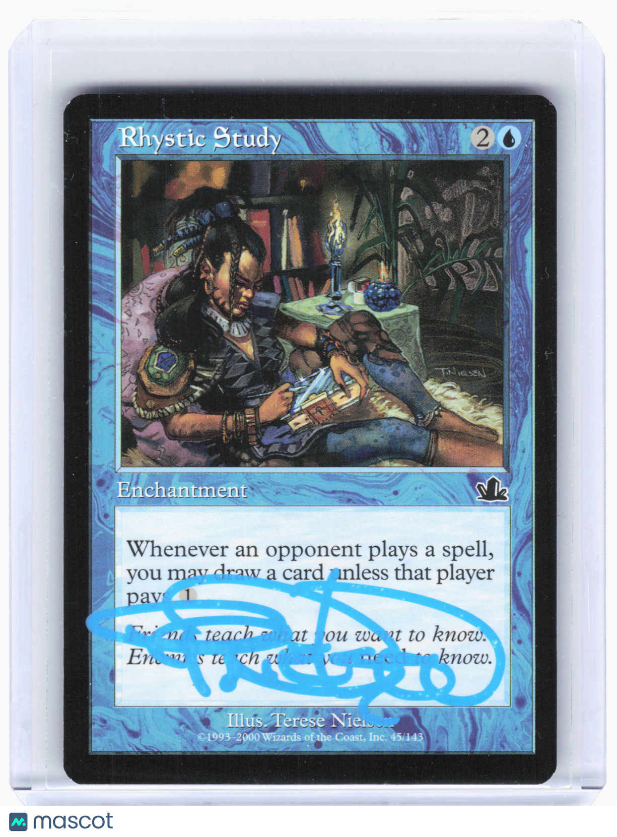 2000 Magic: The Gathering—Rhystic Study #45 Prophecy—Common Nonfoil (Signed)