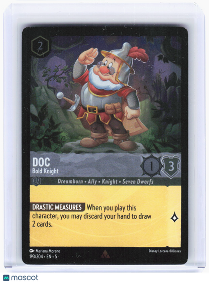 2024 Disney Lorcana—Doc - Bold Knight #193/204 Shimmering Skies—Rare Foil