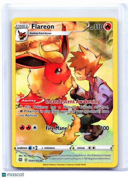 2022 Pokemon—Flareon #TG01/TG30 Brilliant Stars Trainer Gallery—Ultra Rare Holo