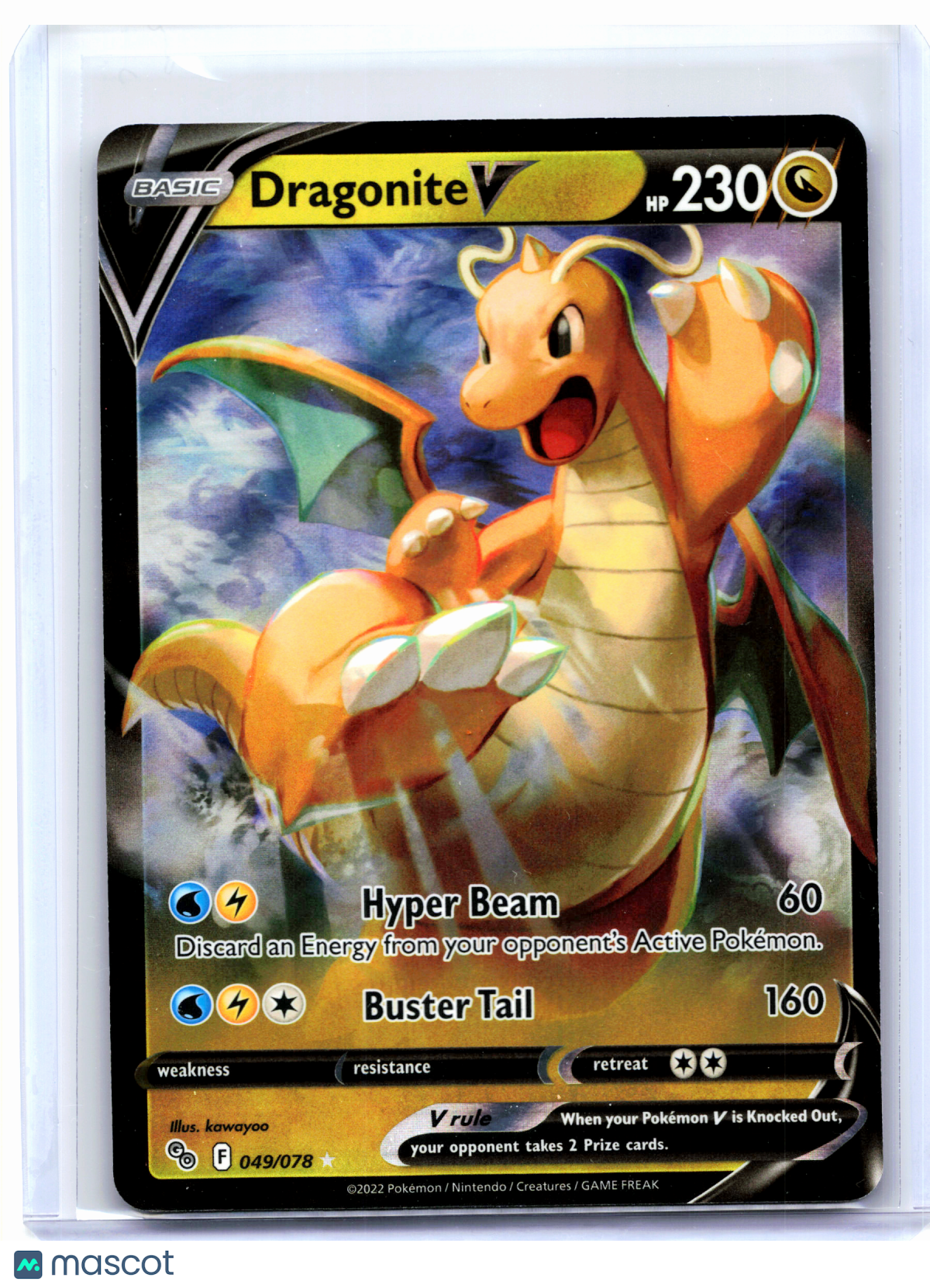 2022 Pokemon—Dragonite V #049/078 Pokemon GO—Ultra Rare Holo