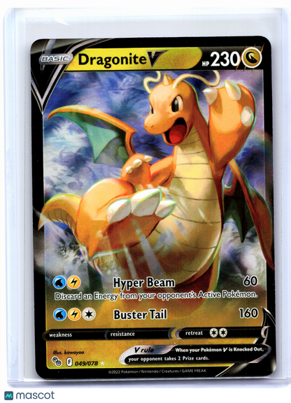 2022 Pokemon—Dragonite V #049/078 Pokemon GO—Ultra Rare Holo