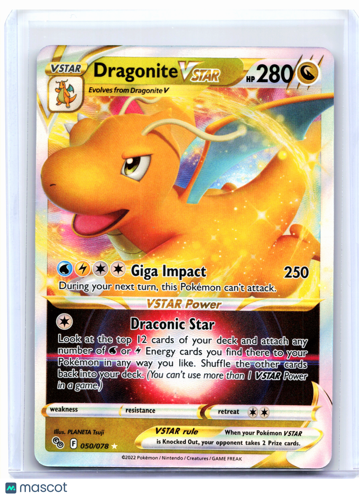 2022 Pokemon—Dragonite VSTAR #050/078 Pokemon GO—Ultra Rare Holo