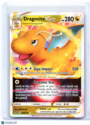 2022 Pokemon—Dragonite VSTAR #050/078 Pokemon GO—Ultra Rare Holo