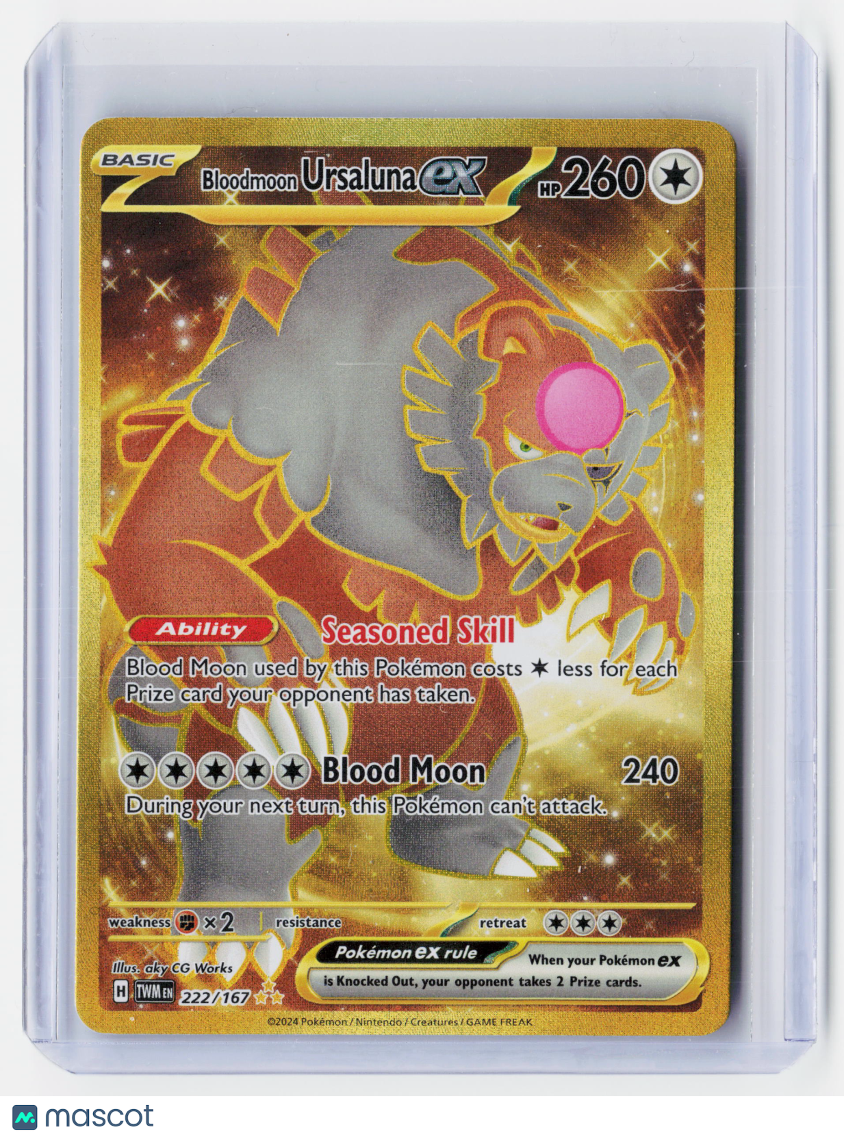 2024 Pokemon TCG—Bloodmoon Ursaluna EX #222/167 Twilight Masquerade—Secret Rare