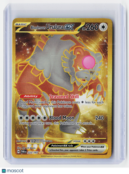 2024 Pokemon TCG—Bloodmoon Ursaluna EX #222/167 Twilight Masquerade—Secret Rare