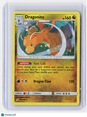 2019 Pokemon—Dragonite #119/181 Team Up—Rare Holo
