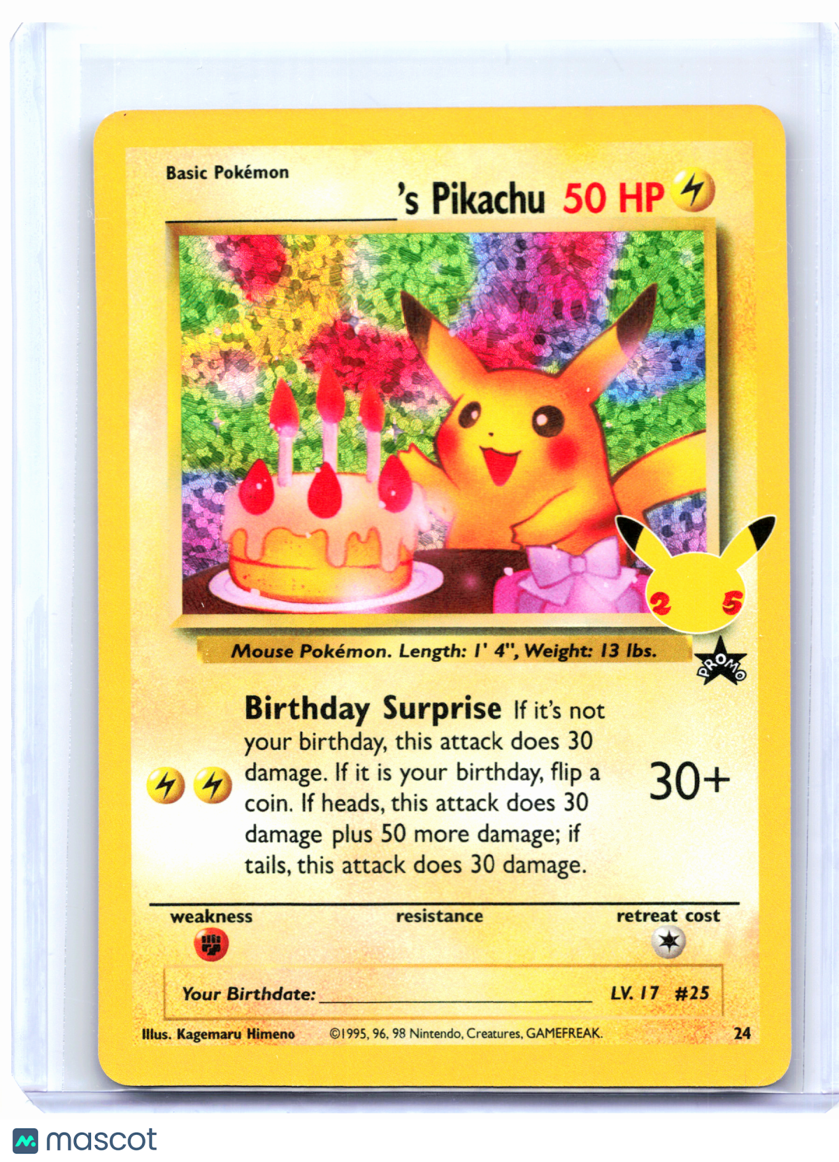 2021 Pokemon—______'s Pikachu #24 Celebrations: Classic Collection—Promo Holo
