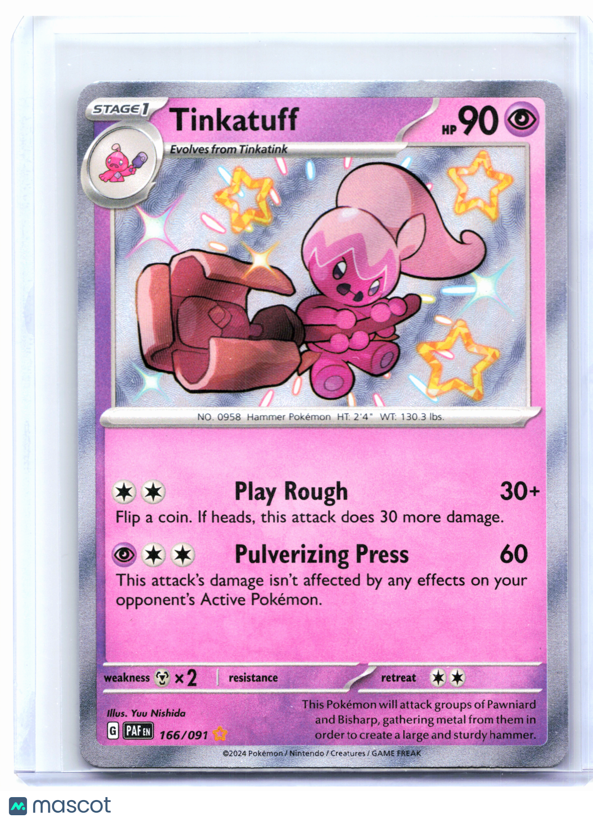 2024 Pokemon—Tinkatuff #166/091 Paldean Fates—Shiny Rare Holo [Lightly Played]