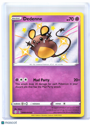 2021 Pokemon—Dedenne #SV051/SV122 Shining Fates: Shiny Vault—Shiny Holo Rare