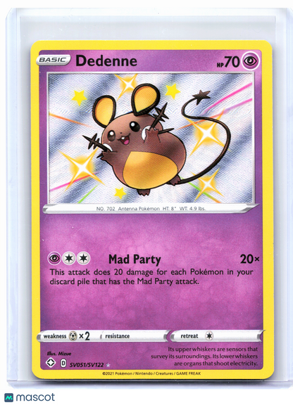 2021 Pokemon—Dedenne #SV051/SV122 Shining Fates: Shiny Vault—Shiny Holo Rare