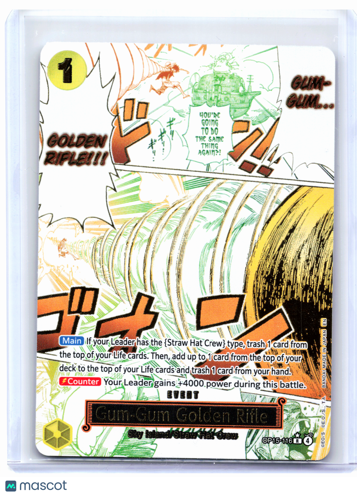 2026 One Piece—Gum-Gum Golden Rifle (Alternate Art) #OP15-116—Rare Foil