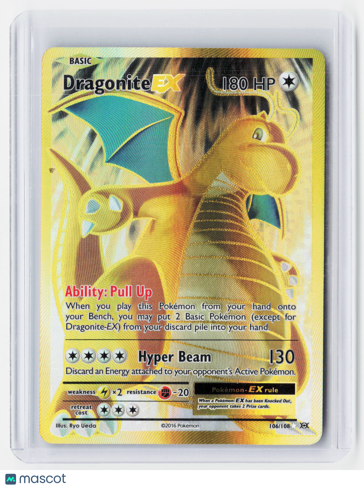 2016 Pokemon—Dragonite EX (Full Art) #106/108 XY Evolutions—Ultra Rare Holo
