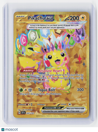 2024 Pokemon TCG—Pikachu EX #247/191 Surging Sparks—Hyper Rare Holo UR