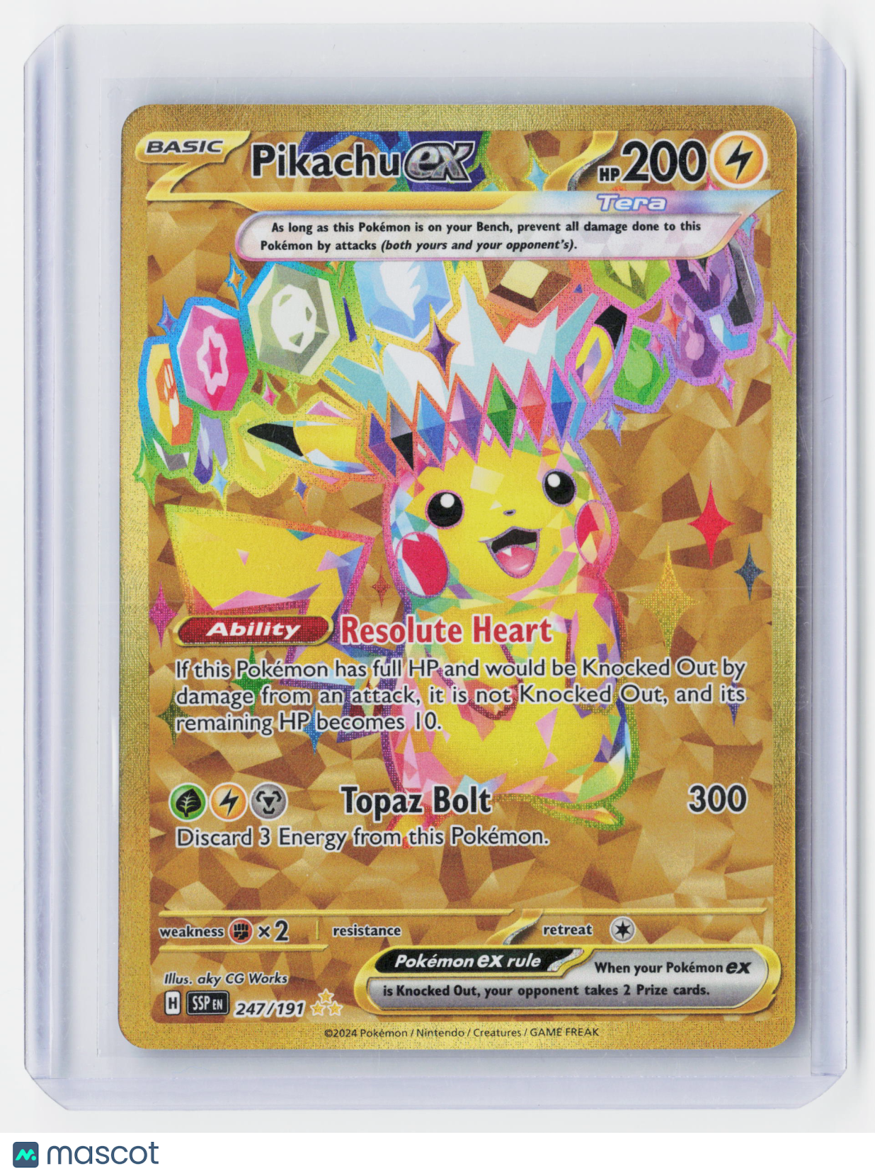 2024 Pokemon—Pikachu ex #247/191 Surging Sparks—Hyper Rare Holo