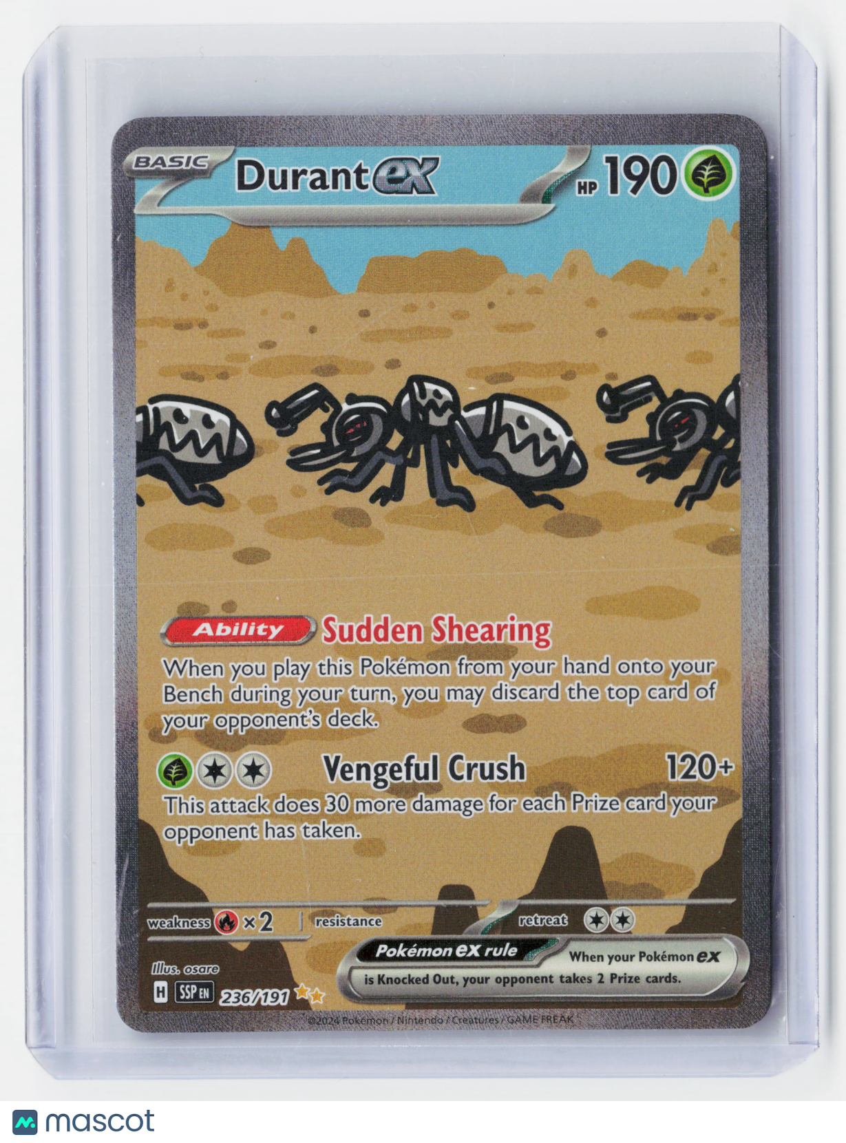 2024 Pokemon—Durant ex #226/191 Surging Sparks—Special Illustration Rare Holo