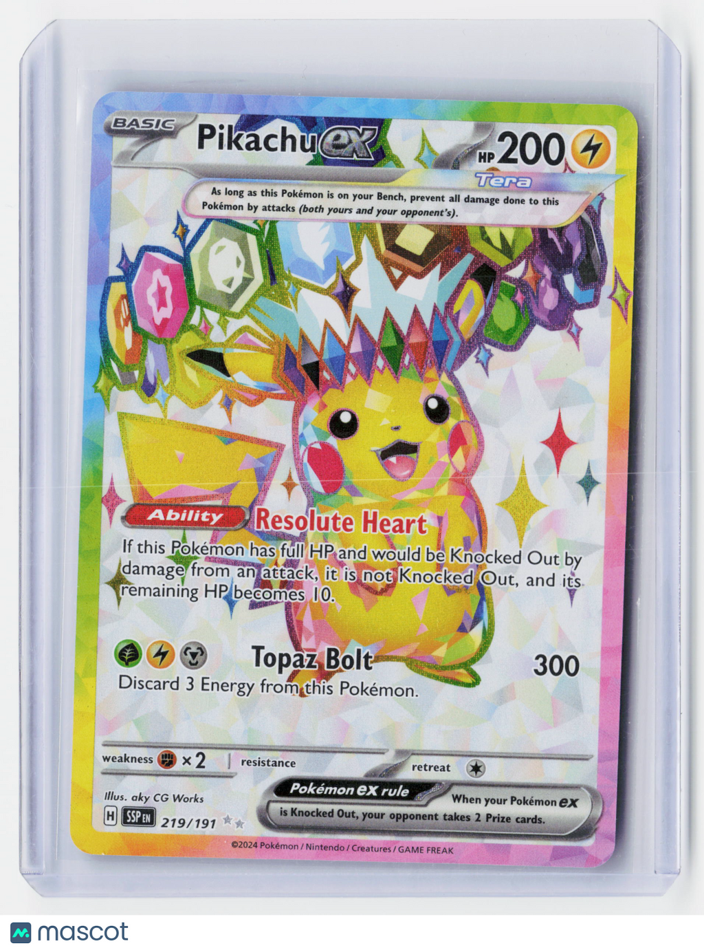 2024 Pokemon—Pikachu ex #219/191 Surging Sparks—Ultra Rare Holo