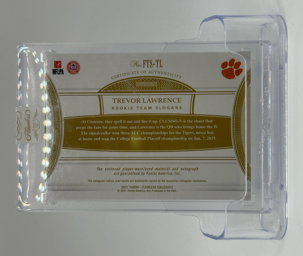2021 Panini Flawless Collegiate Football—Trevor Lawrence #FTS-TL Patch