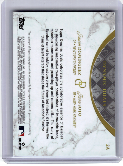 2024 Topps Dynamic Duals Baseball—Jasson Dominguez Juan Soto #2A 4 / 5