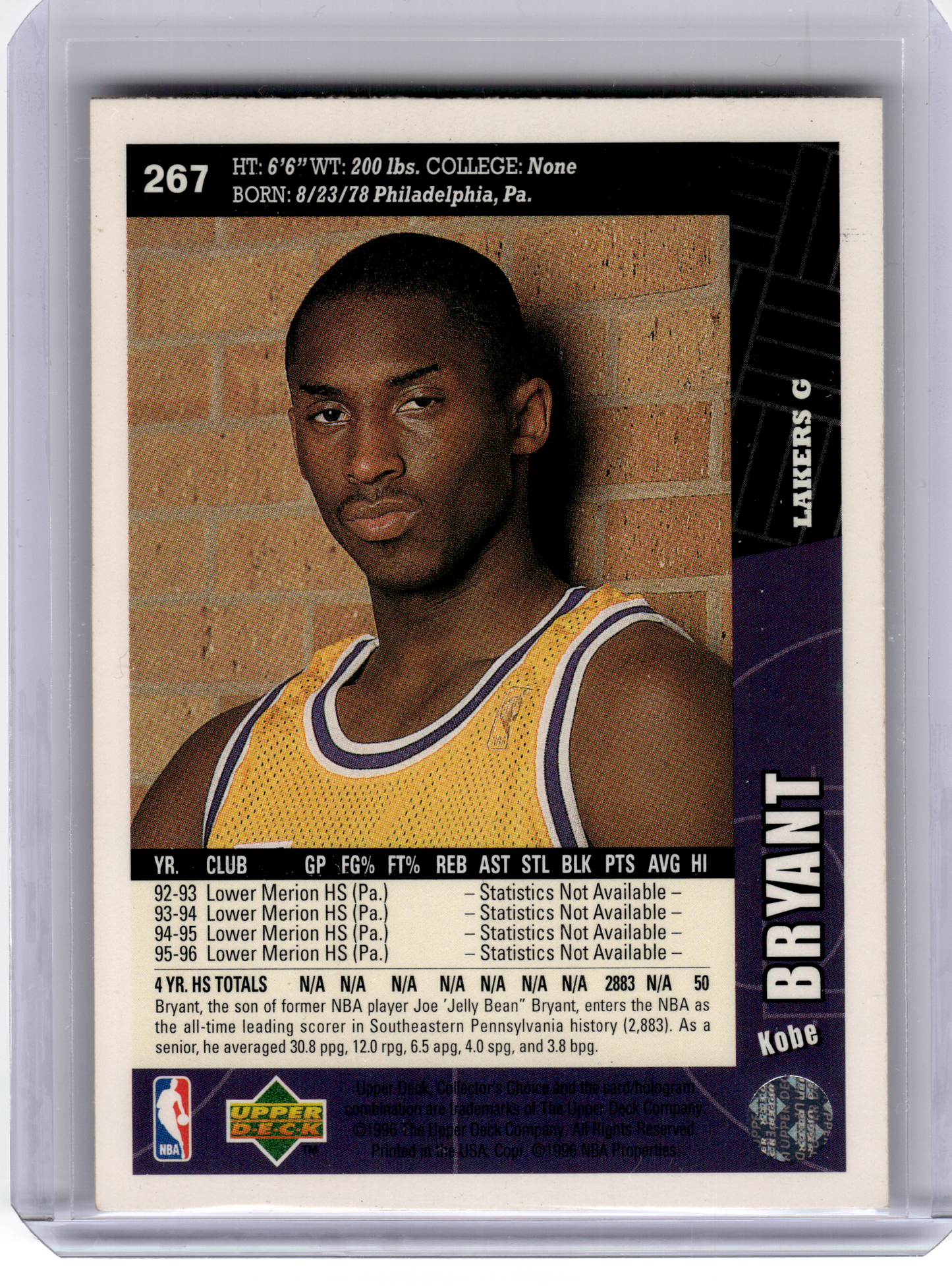 1996 Upper Deck Collector's Choice Basketball—Kobe Bryant #267