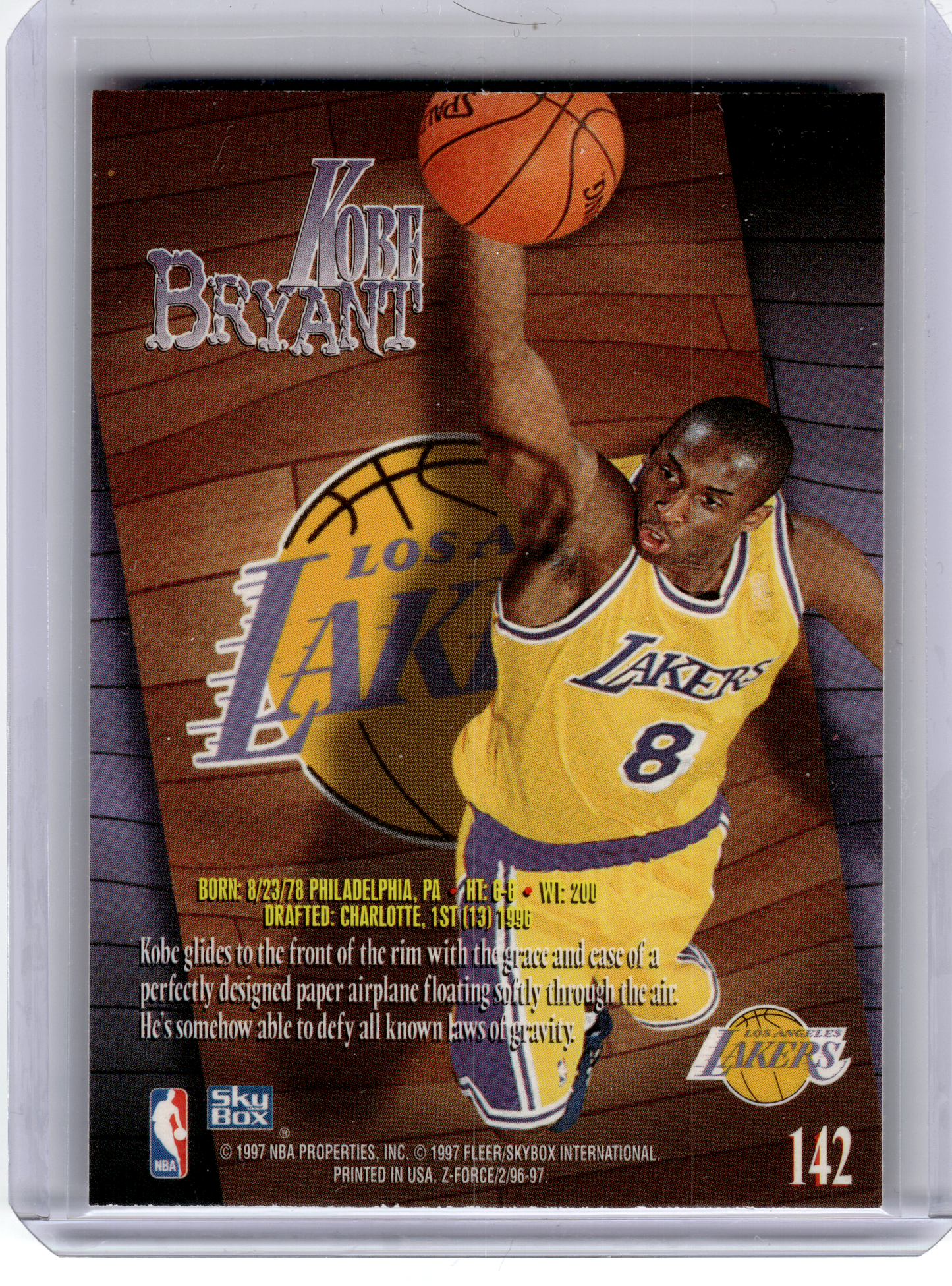 1997 SkyBox Z-Force Basketball—Kobe Bryant #142 (Rookie Card)