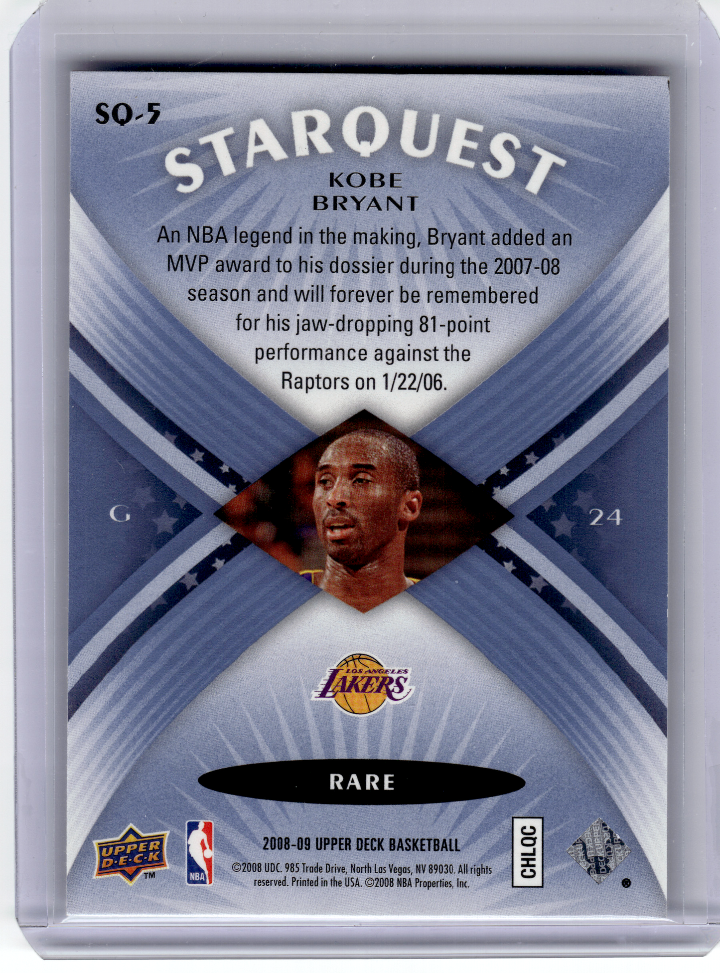 2008 Upper Deck StarQuest Basketball—Kobe Bryant #SQ-5 Blue Rare