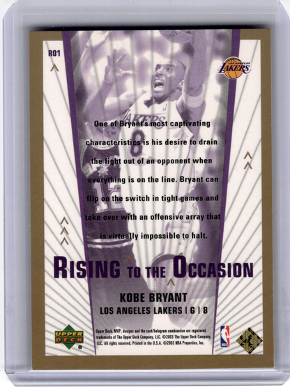 2003 Upper Deck MVP Rising to the Occasion Basketball—Kobe Bryant #R01