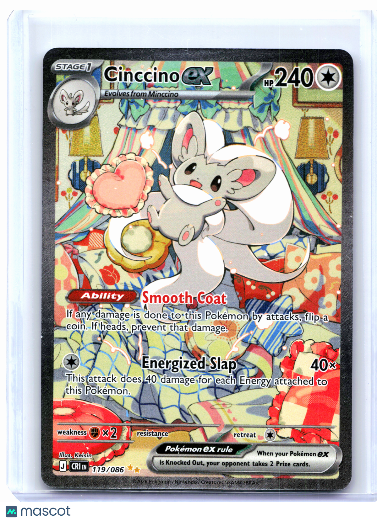 2026 Pokemon—Cinccino ex #119/086 Chaos Rising—Special Illustration Rare Holo
