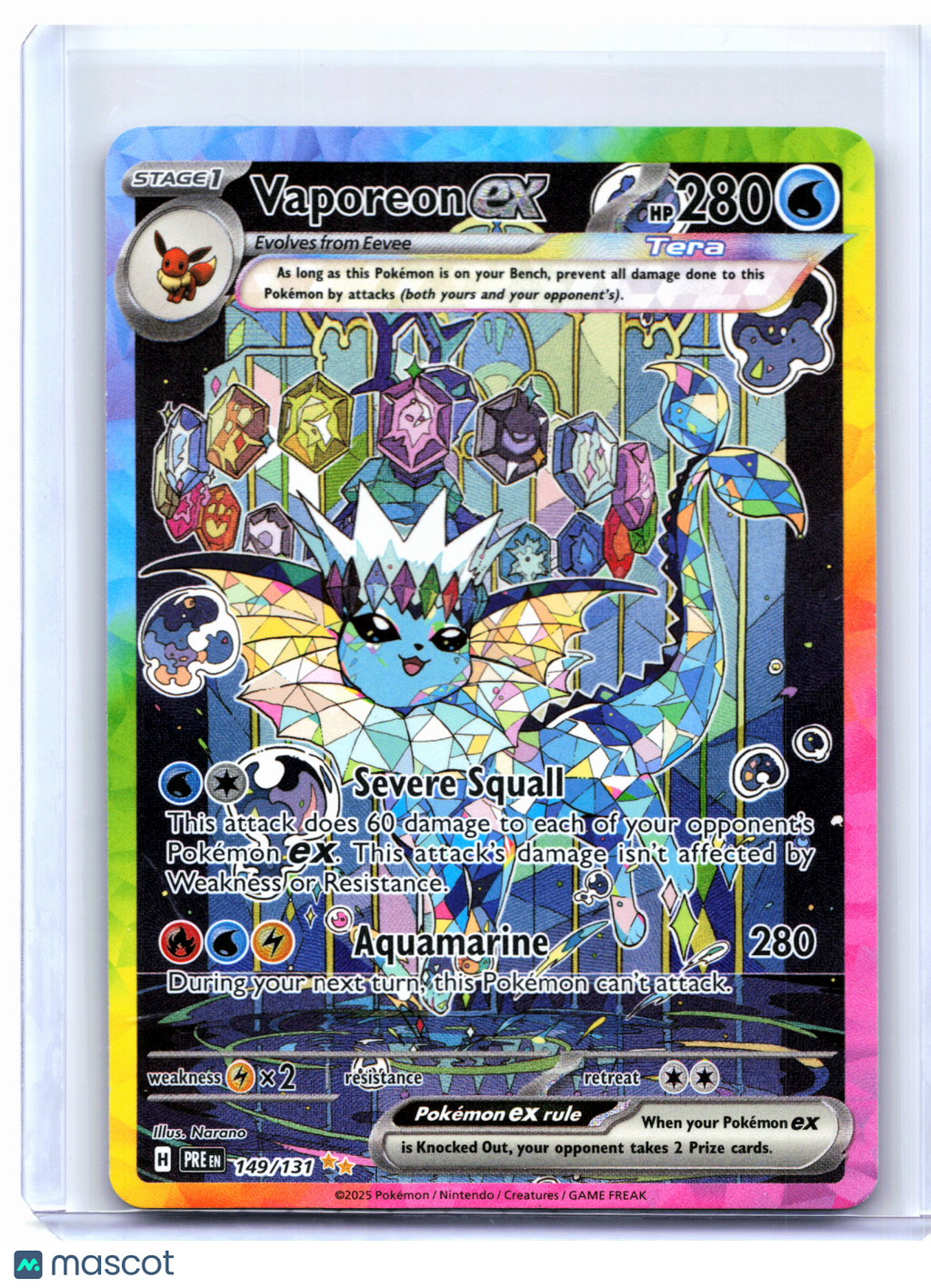 2025 Pokemon—Vaporeon ex #149/131 Prismatic Evolutions—Special Illustration Rare