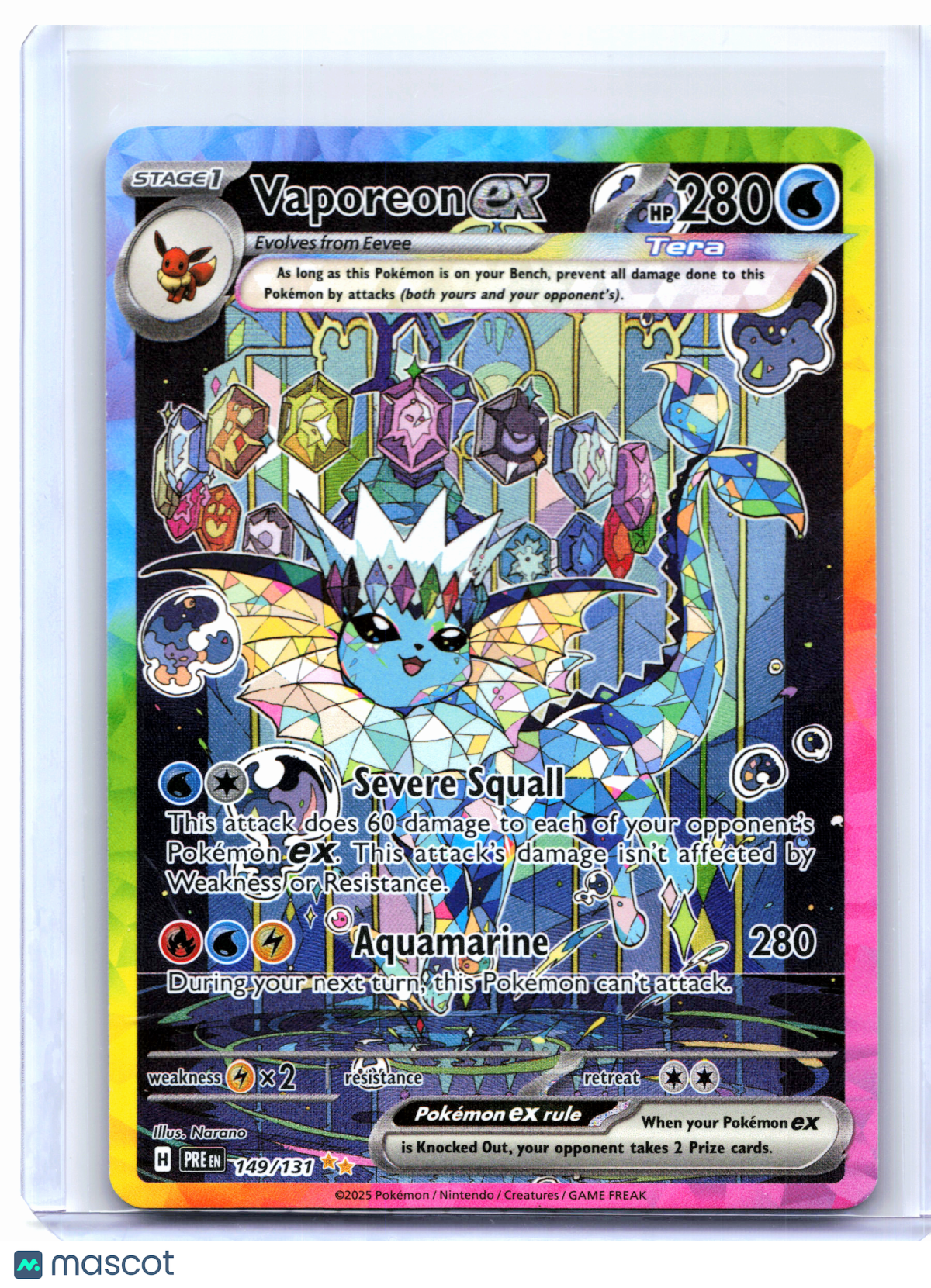 2025 Pokemon—Vaporeon ex #149/131 Prismatic Evolutions—Special Illustration Rare